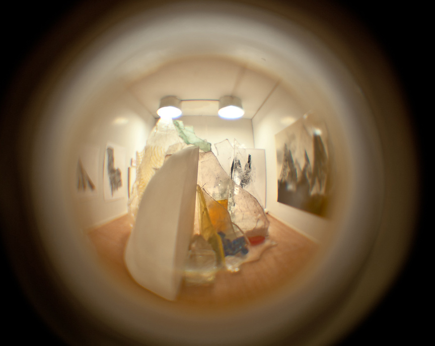 <b>The Mountain</b>, 2012, plaster, plastic, glass, paper, wood, dimensions variable